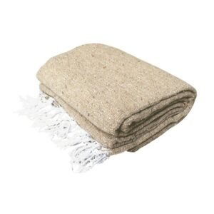 solid tan folded mexican blanket, yga, meditation